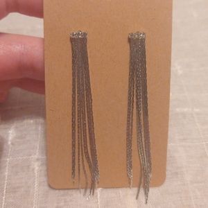 Tassel Earrings - Silver Colored with little diamonds